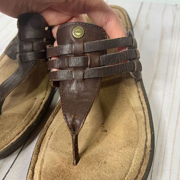 UGG Australia Jenaya Brown Leather Sandals - Picture 3 of 8